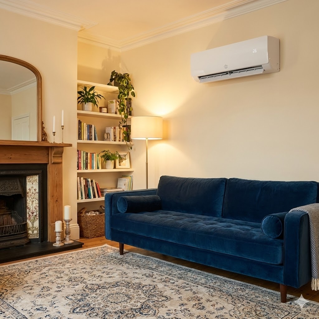 Кондиционер Kinghome Luna Matt Inverter в уютной классической гостиной